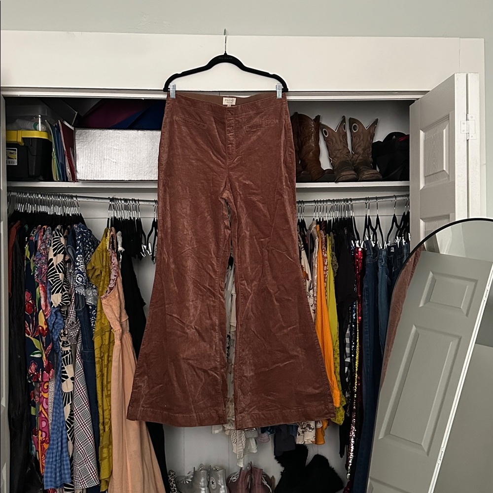 Anthropologie Pilcro Velour Flare Pull on Pants